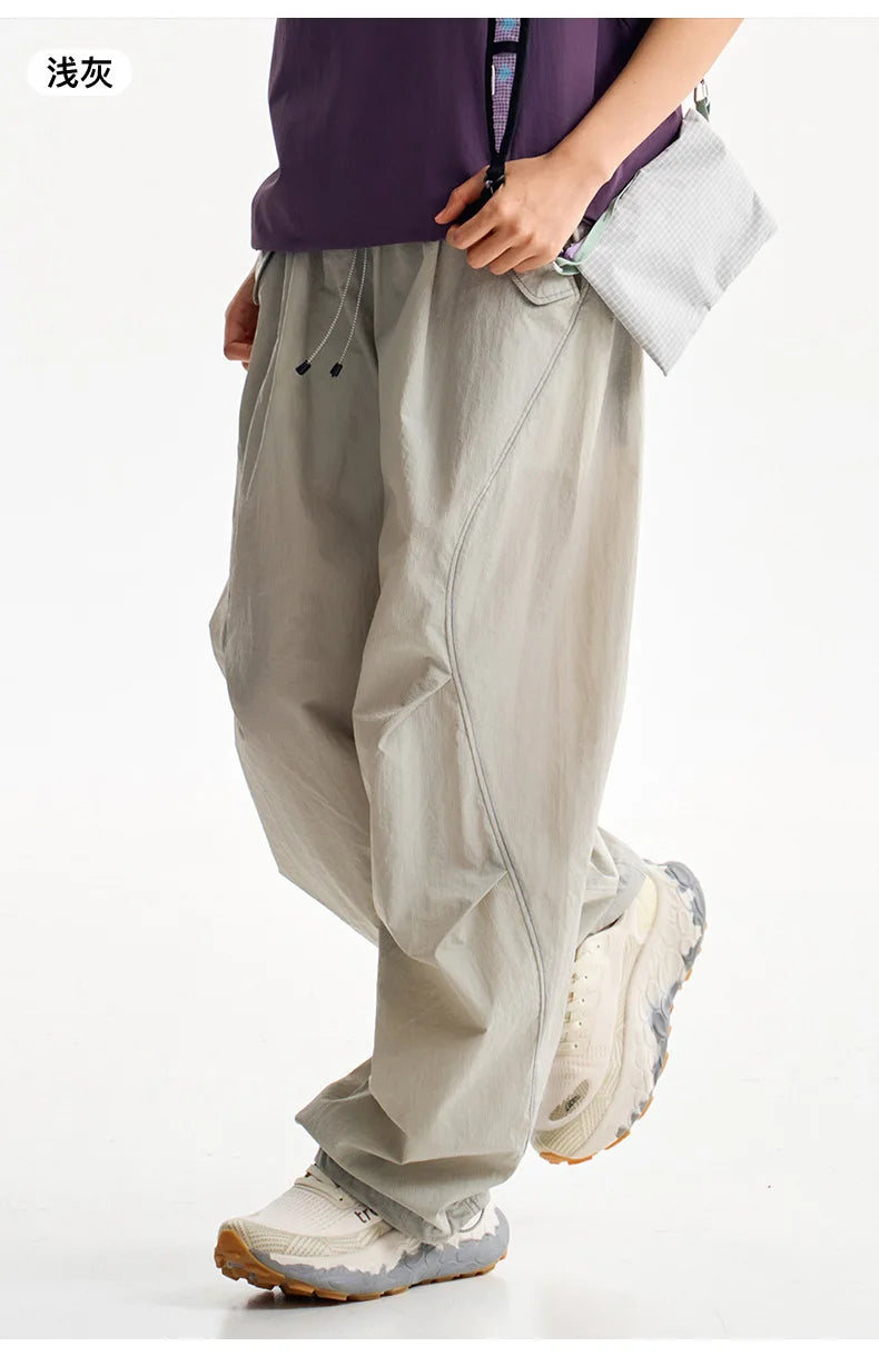 Men Women Outdoor Lightweight Quick Dry Loose Casual Sport Wide Leg Cargo Pant Couple Streetwear Hiking Track Techwear Trousers
