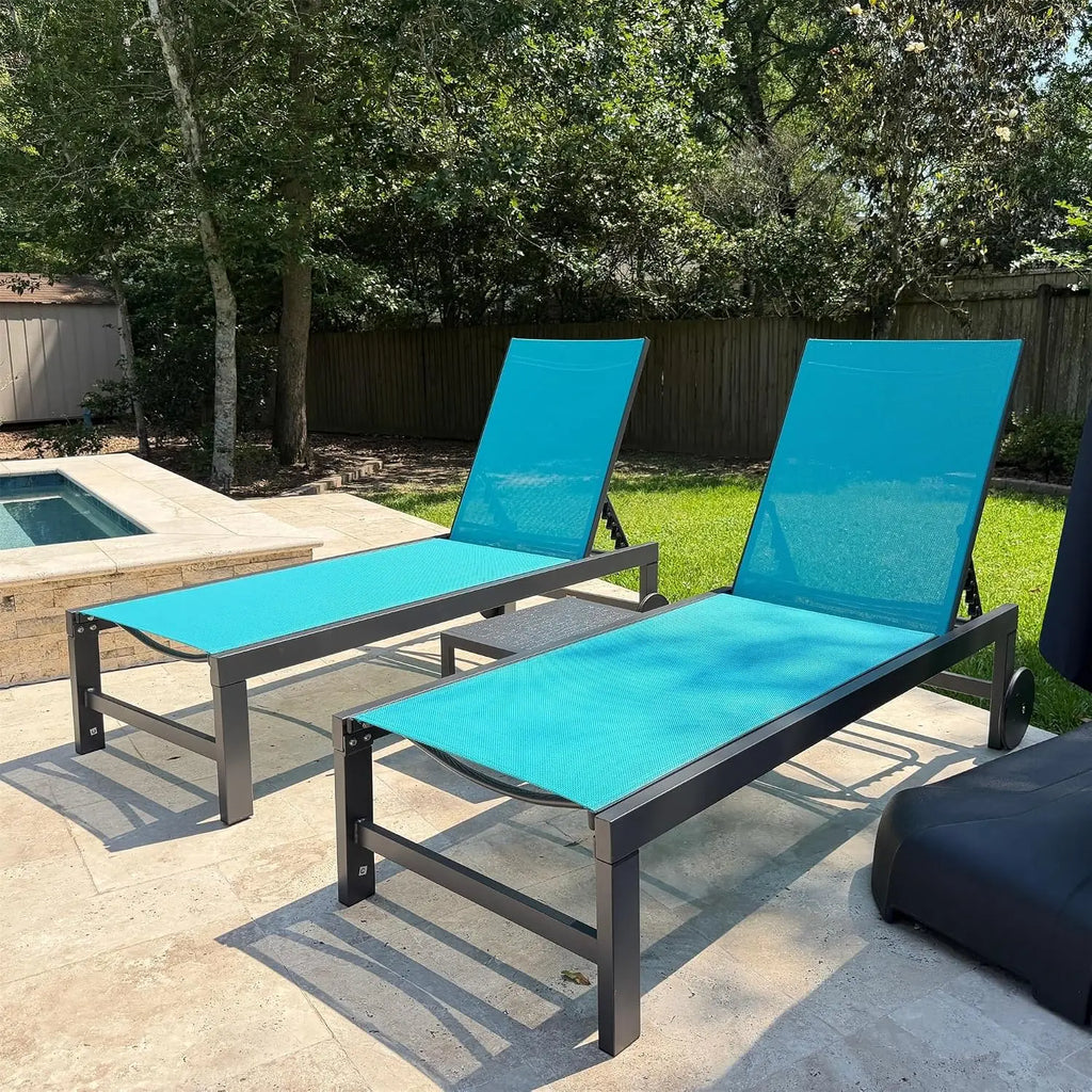 Fade-Resistant Pool Chaise Lounge, Quick-Dry Fabric, Rust-Proof Frame, 5-Position Recline, Wheels, 270 Lbs, Outdoor, Customized