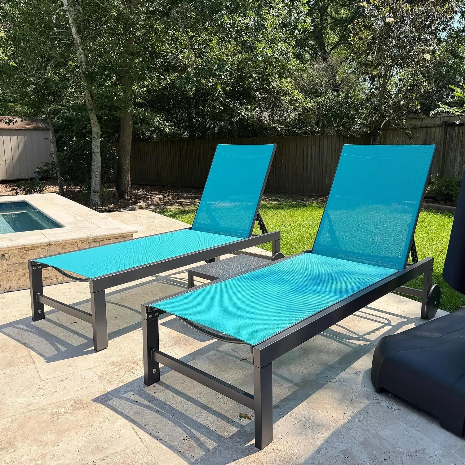 Fade-Resistant Pool Chaise Lounge, Quick-Dry Fabric, Rust-Proof Frame, 5-Position Recline, Wheels, 270 Lbs, Outdoor, Customized