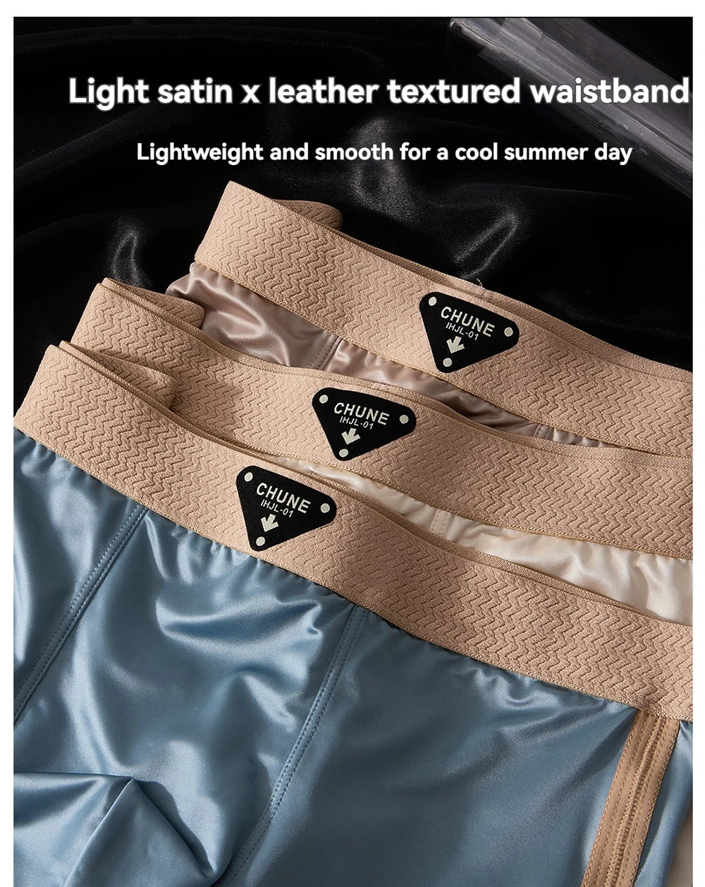 3PCS/Pack Luxury Ice Silk Satin-like Men's Underpants Double-layer Silk Crotch Panties Hygroscopic Breathable Underwear for Man