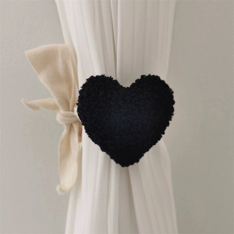 Plush Heart Curtain Tiebacks Bundle Rope Car Curtain Ties Baby Kids Room Window Curtain Holders Home Decor Curtain Accessories