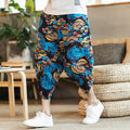 Men's Casual Cotton Linen Seven-Foot Pants Summer plus Size Lantern Loose Fit Shorts Harlan Style Comfortable Breathable Leis...