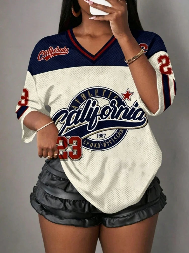 2026 Summer New California NO.23 3D Print Men Women's V-Neck Short Sleeved T-Shirt Casual Sports Jersey Tops Family Kids Tees