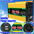 4000W Solar Inverter Portable Power Bank DC 12V to AC 110/220V Dual USB LCD Display Car Converter for Camping RV Universal Plug