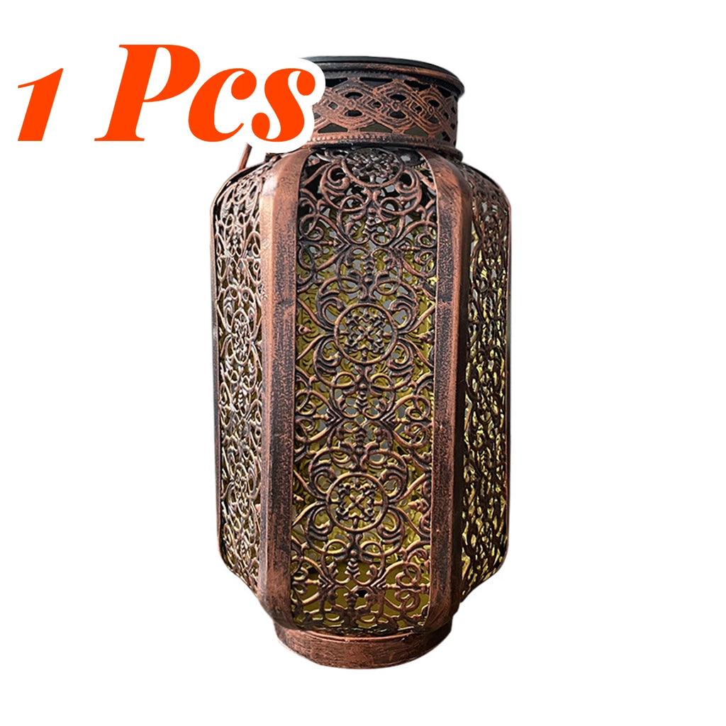 Led Solar Light Outdoor Solar Hanging Lantern Retro Iron Art Garden Decorative Pathway Lamp Stairs Lights Home Christmas Decor