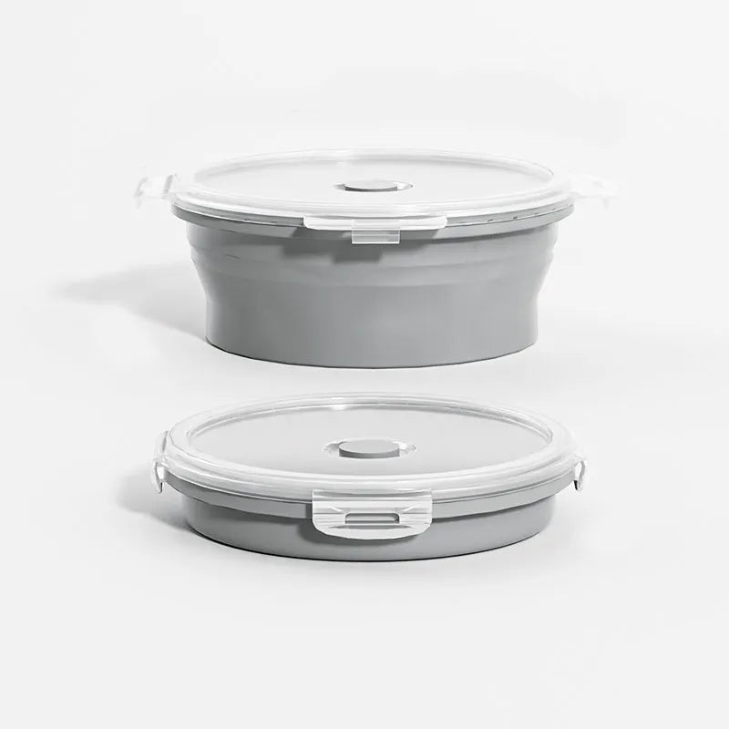 1PCS Food grade round portable foldable silicone lunch box refrigerator microwave oven lunch box storage box outdoor lunch box
