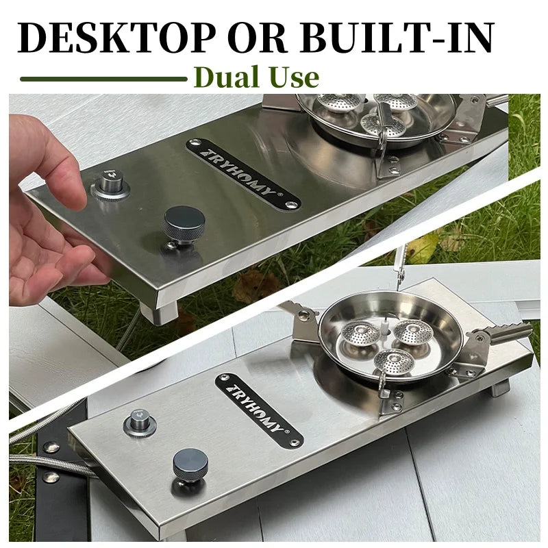 IGT Half-Unit Gas Stove 7200W High Power Stainless Steel IGT Burner Plate Folding Camping Igt Gas Burner BBQ Grill Desktop Stove