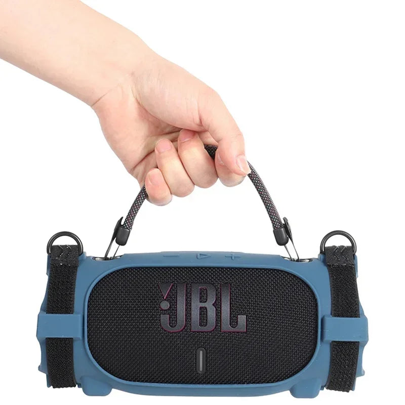 Newest Soft Silicone Case Cover Skin With Strap Carabiner for JBL Charge 6 Portable Waterproof Wireless Bluetooth Speaker