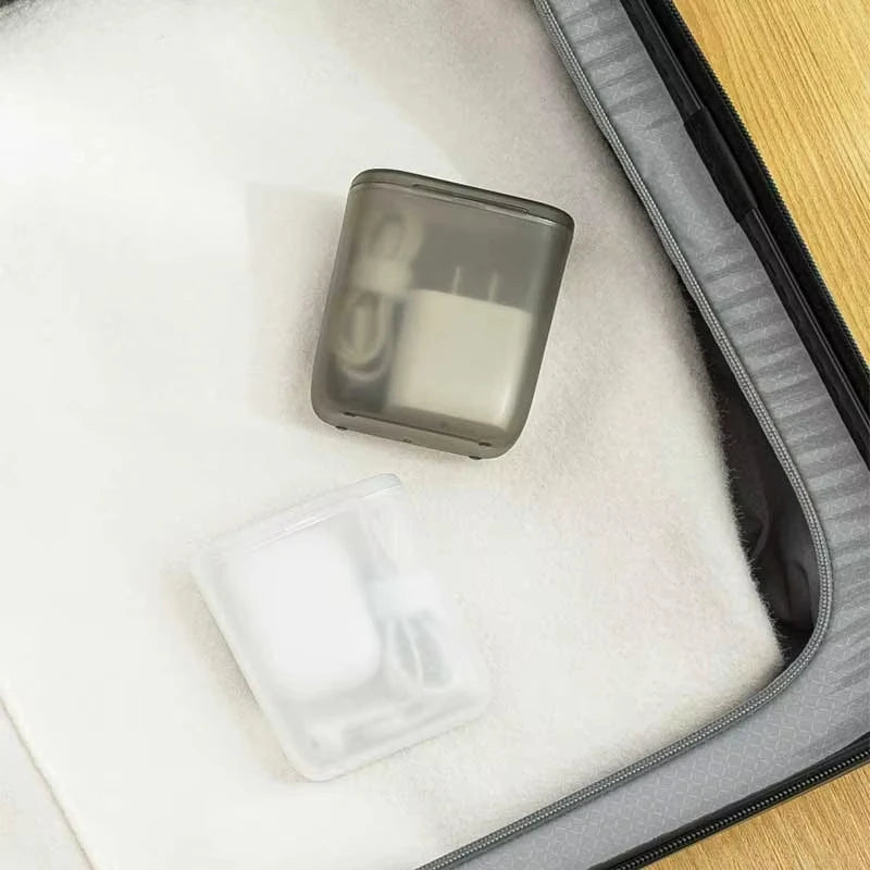 Portable Cable Storage Box Wound Headphone Cable Charger Storage Box Drawer Sorting Boxes with Cover Makeup Lipstick Holder Case