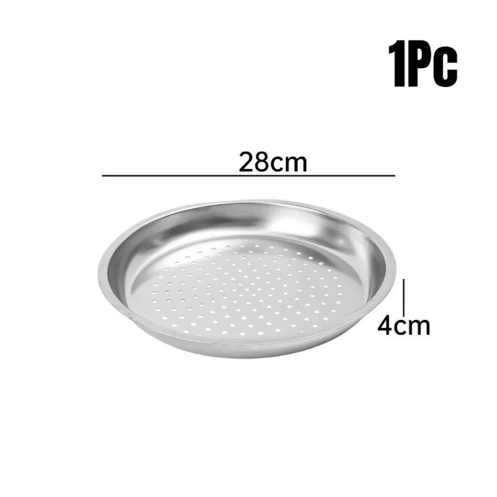 New 28/30/32/34cm Durable Dumplings Fish Steaming Tray Cooking Gadgets Thickened Steamer Stainless Steel Kitchen Wok