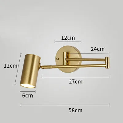 Modern Indoor Touch Sensor Wall Lights Adjustable Swing Long Arm LED Wall Lamps Internal Bedside Lighting Decor Sconce Lights