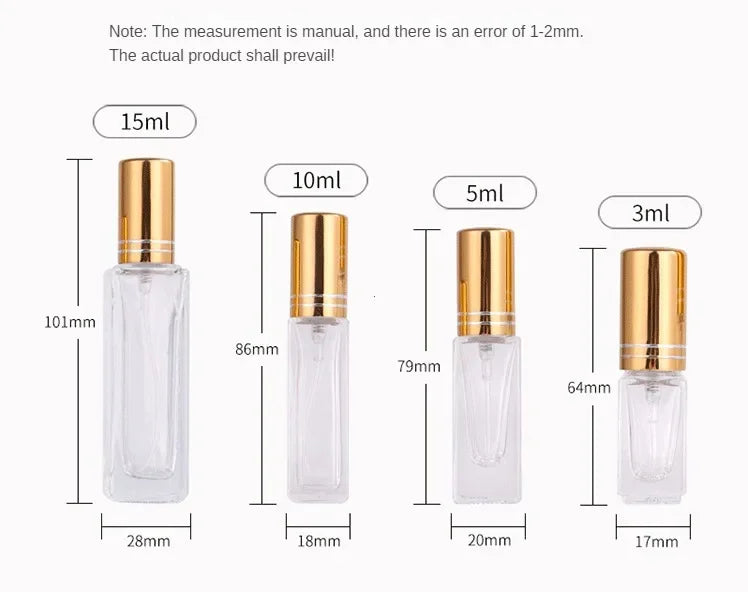 3ml 10ml High Quality Perfume Spray Bottle Empty Glass Parfum Atomizer Travel Cosmetic Bottle Sample Vials Refillable Mini