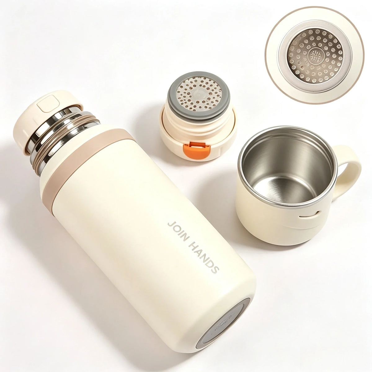 600ml 21 Oz 316 Stainless Steel Insulated Water Bottle, Keep Ice Cold For 24 Hours & Hot For 10 Hours, Leakproof Vacuum Flask With Cup Lid, Portable For Ice Water, Coffee, Travel