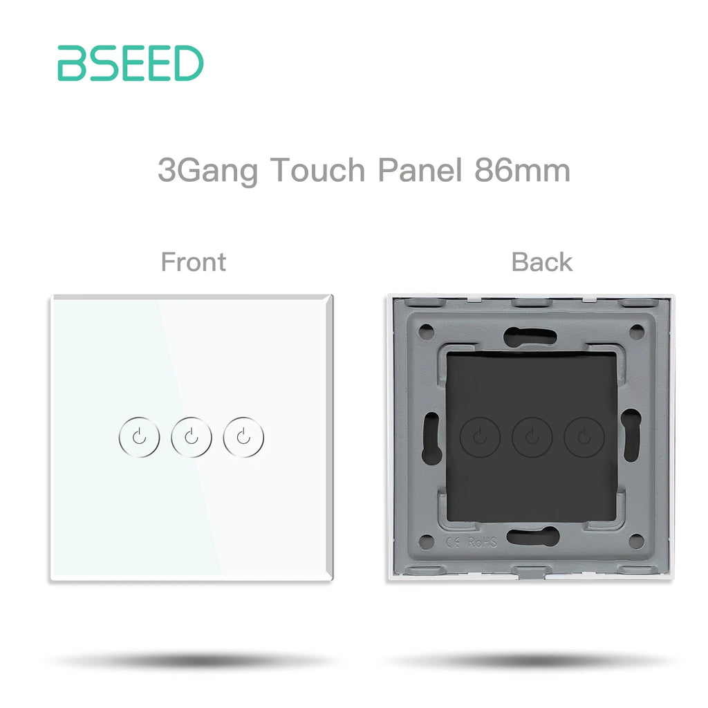 BSEED WIFI Wall Light Switches Glass Panel Parts White Smart Touch Switches Function Parts EU Sockets Power Outlet Parts