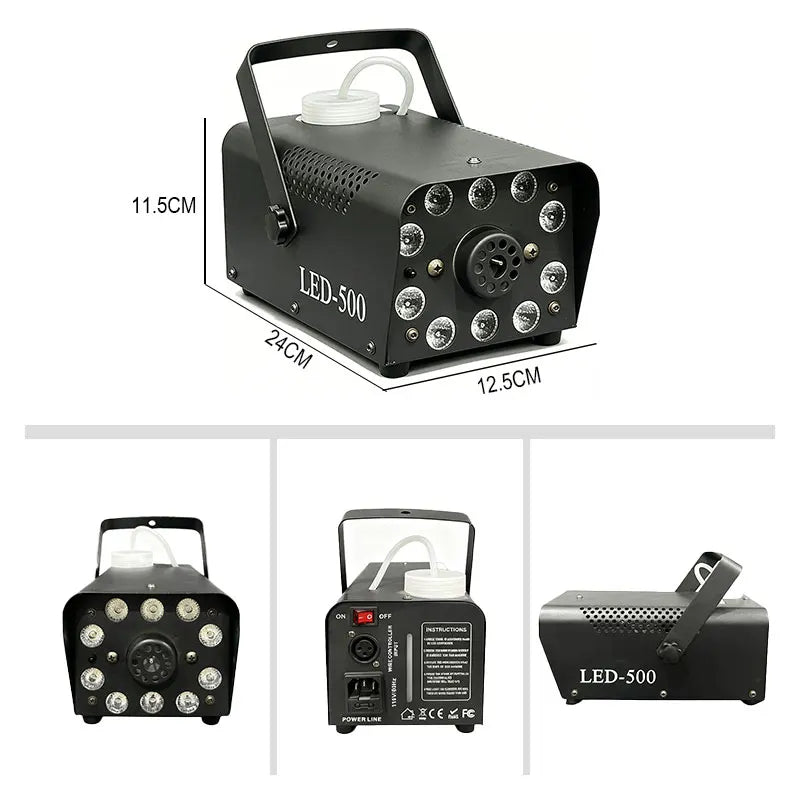 Smoke Machine 500W 10LED Wired Wireless Remote Stage Lighting Professional Fog Machine for Wedding Christmas Birthday Party