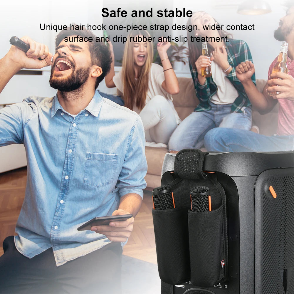 Microphone Carrying Case Mic Hanger Storage Holder Bag Mic Organizer for JBL PartyBox 110/120 Wireless Microphone Accessories