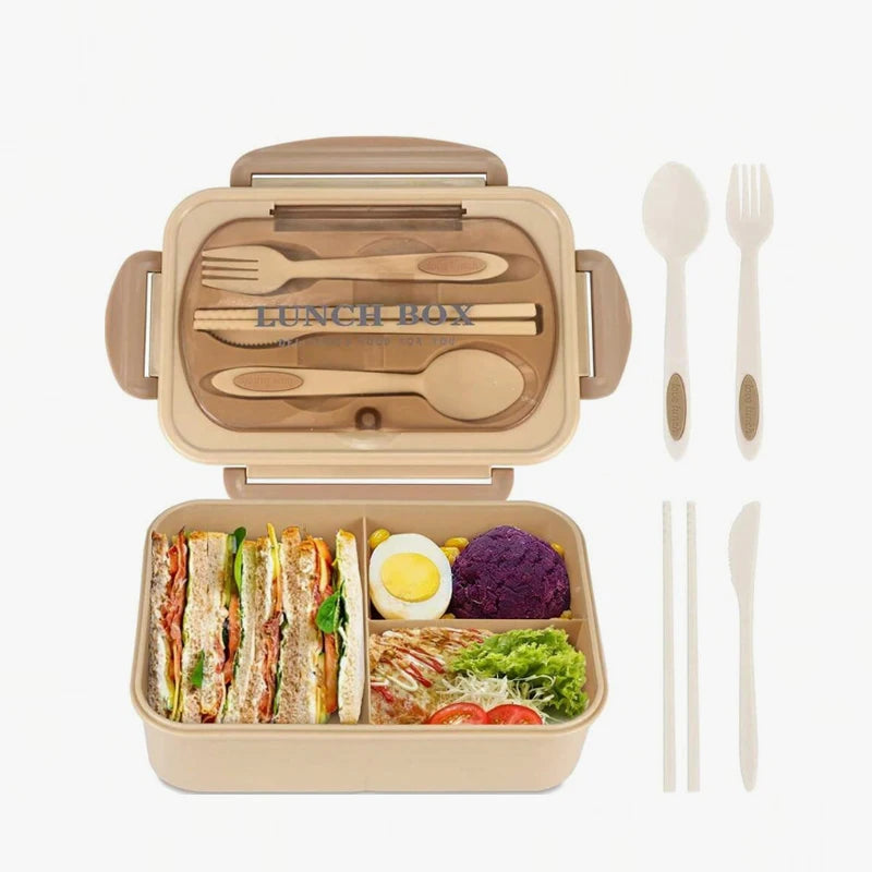 Set Bento Box for Adults, a Food Container for Lunch, Equipped with Tableware, Can Be Placed in a Microwave and Dishwasher
