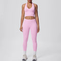 Rooftrellen 2PCS/set Women Gym Sports Yoga Set Breathable Shockproof Workout Top Backless Bra Push Up Fitness Pants Yoga Set