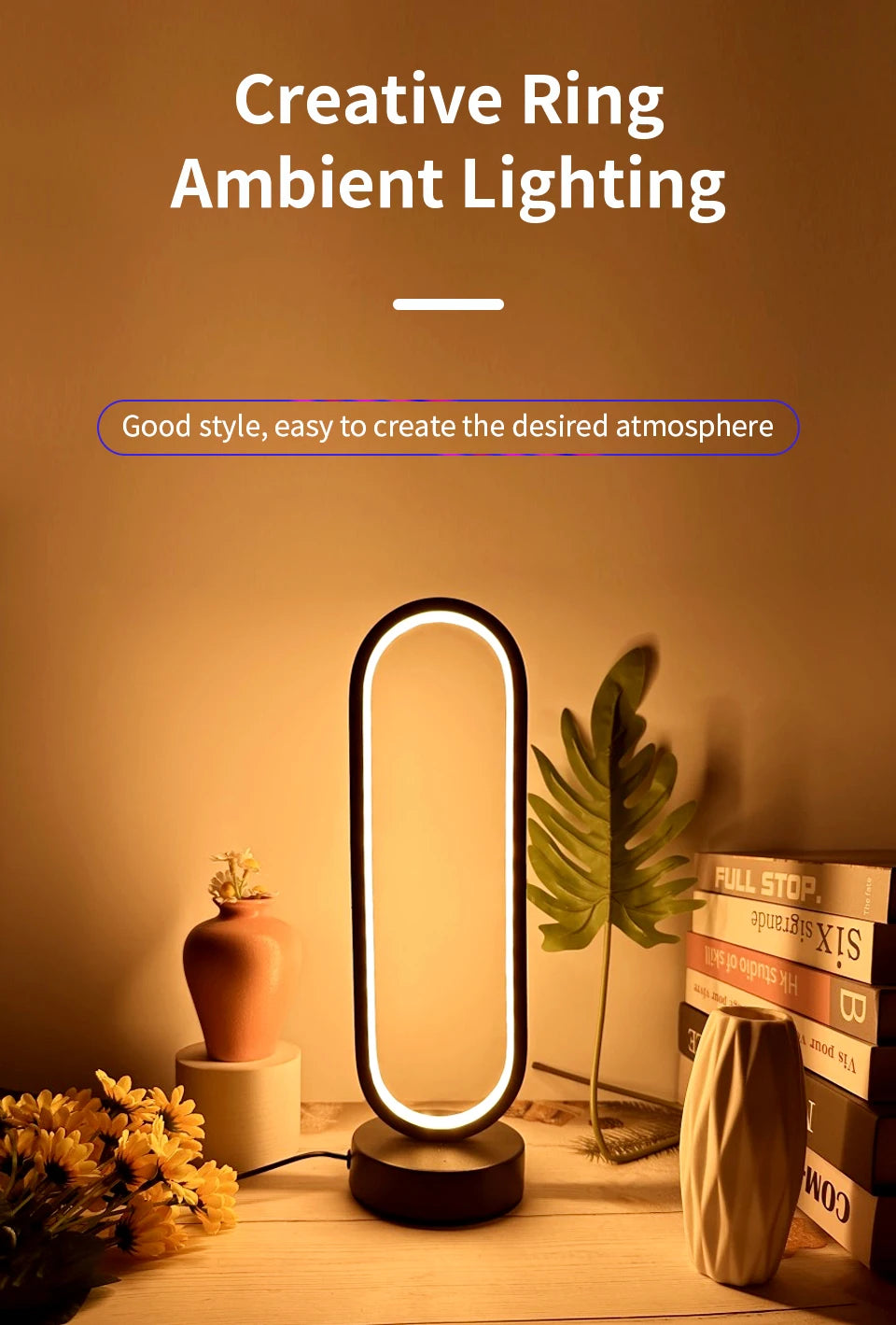 Bedroom Ring Night Lamp Living Room Three Color Dimmable Bed Lamp Led Night Lamp Ambient Light Desk Nightstand Table Accessories