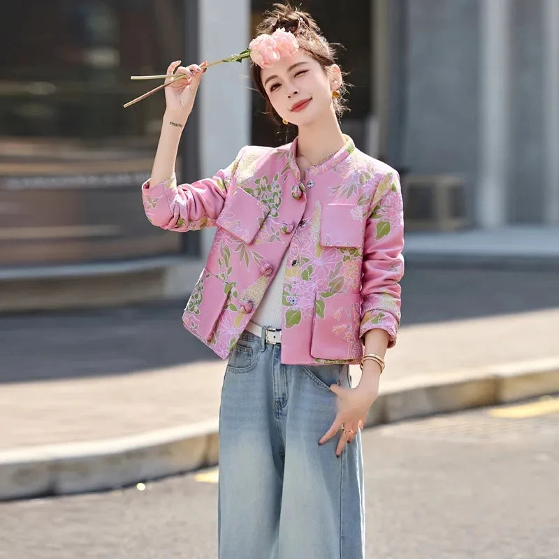 Chinese Style Jacket For Women 2025 Spring New Women Coat Small Fragrance Casual Short Jacket Top Women Embroidery Windbreaker
