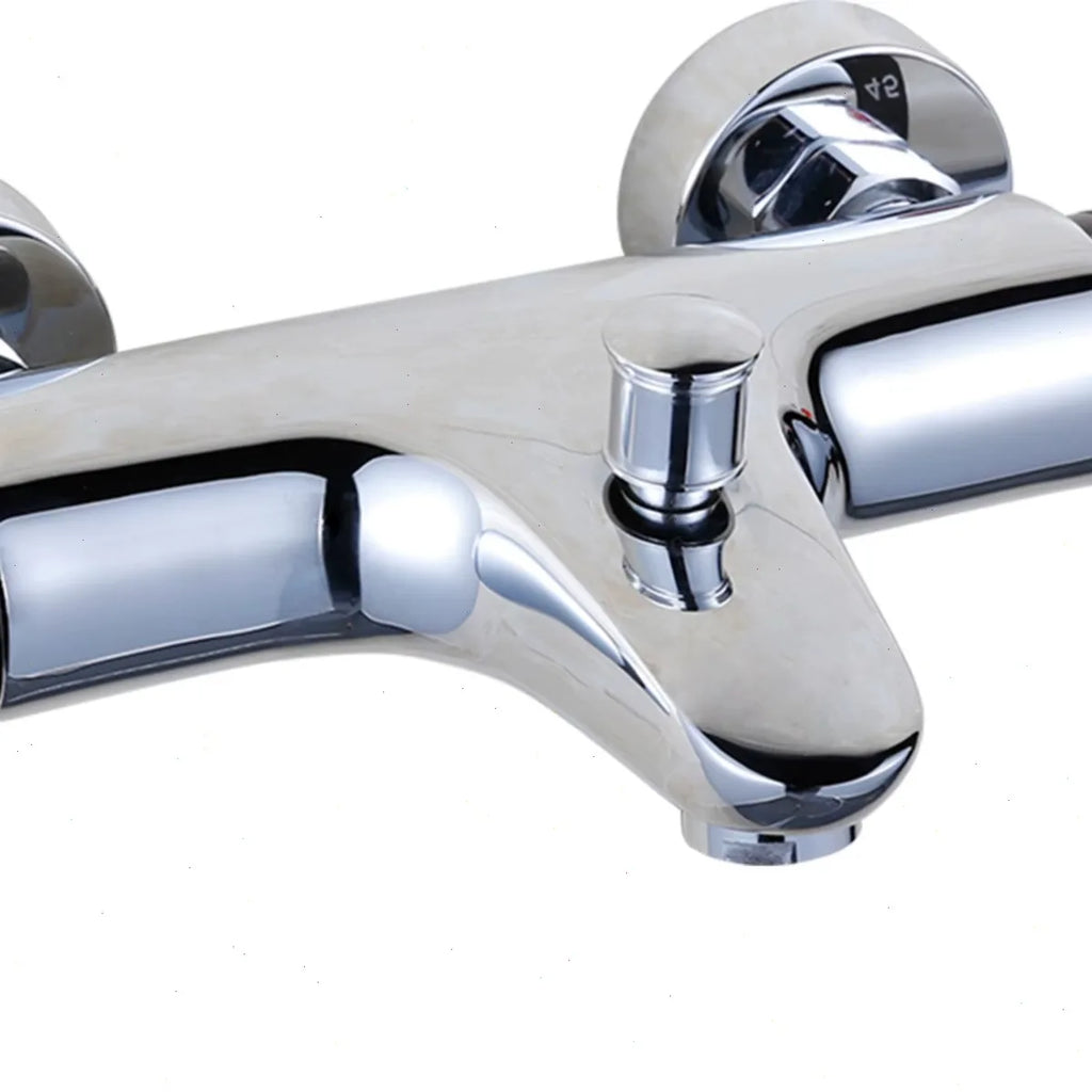 Thermostatic Mixing Valve, Brass Shower Valve with Temperature Control, Anti-Scald Bathroom Shower Faucet with Flow Control