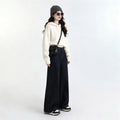 Raw Denim High Waist Wide Leg Draped Jeans Women Vintage Loose Slim Versatile Commute Long Trousers