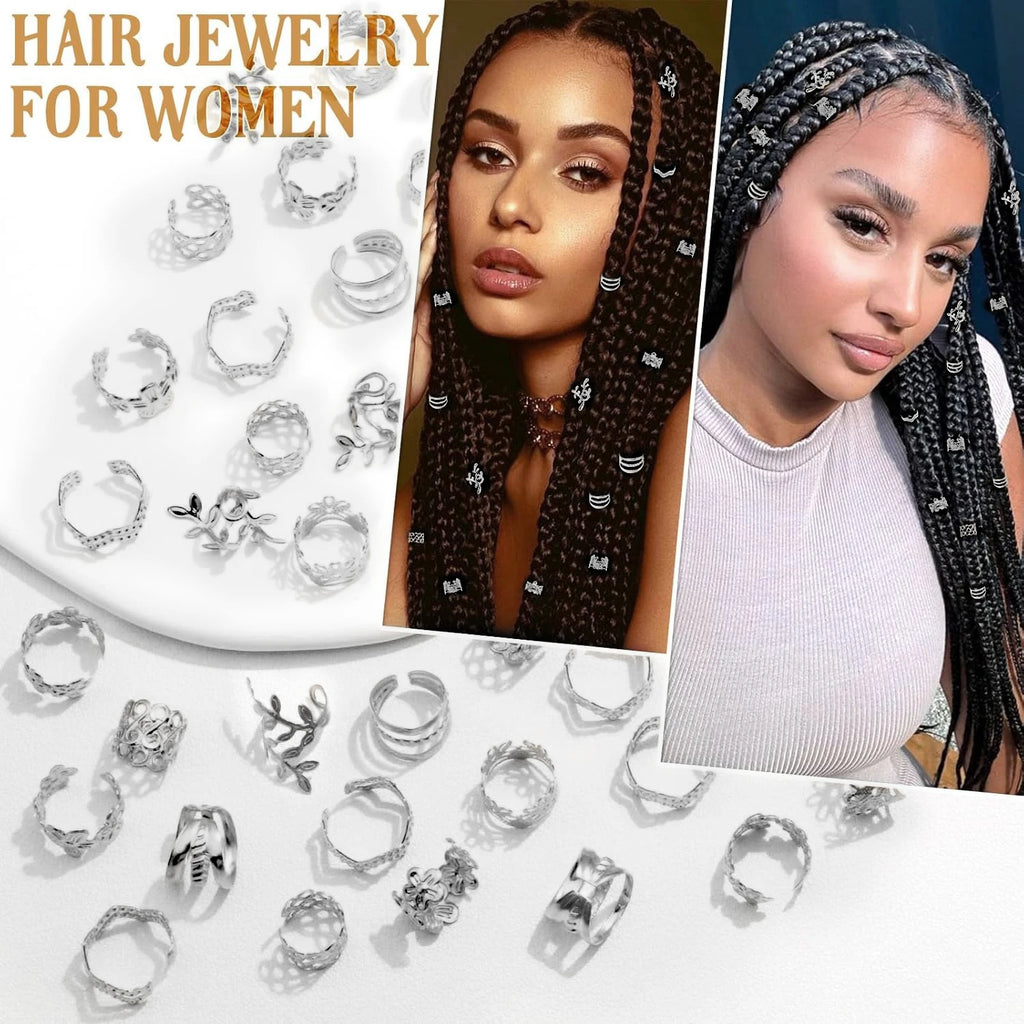 60PCS Hair Jewelry for Braids Gold Braid Clips Style Dreadlock Jewelry Metal Loc Braids Accessories Hair Decoration for Women