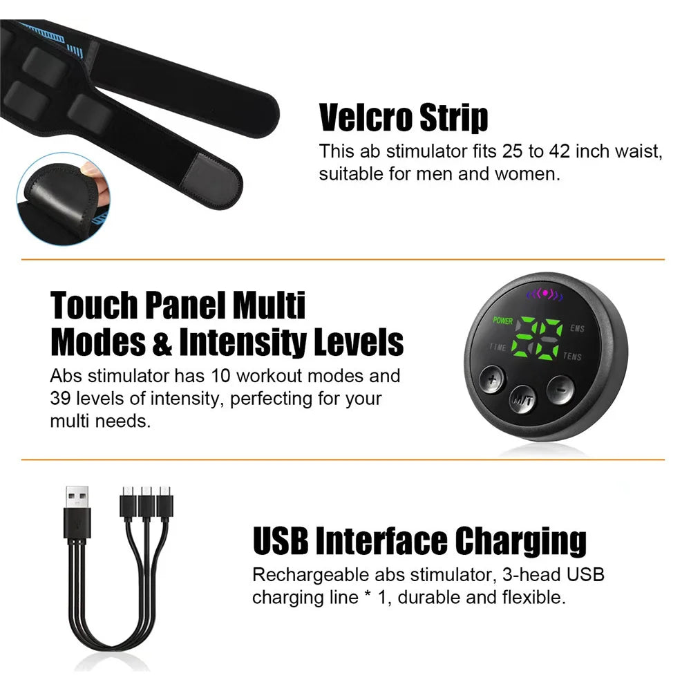 Intelligent EMS Belt Massage Set Full Body Muscle Stimulation Trainer Abdominal Fitness Device USB Charging Version