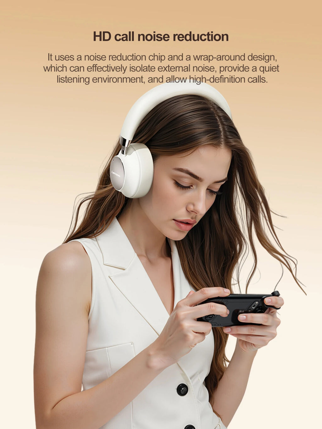 Lenovo TB300 Bluetooth 5.4 Over Ear Headset Noise Reduction Mic 190g Light Soft Earpads 400mAh Battery 3.5mm Wired Headphones