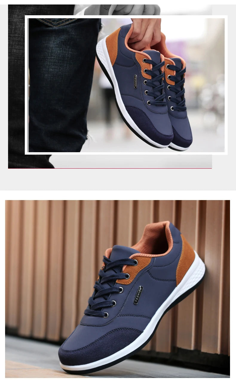 Men Shoes Sneakers PU Leather Trend Casual Shoes Fashion Breathable Leisure Male Sneakers Non-Slip Footwear Men Vulcanized Shoes