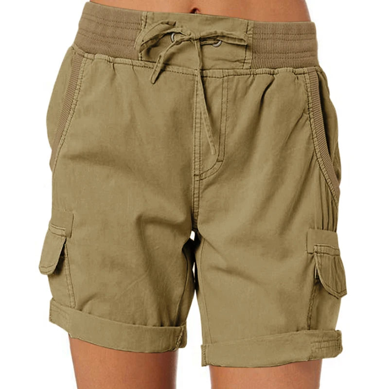Womens Cargo Pants Shorts Soft Comfortable Casual Cotton Elastic Waist Shorts Summer Bottoms Jeans High Waisted Cargo Pants