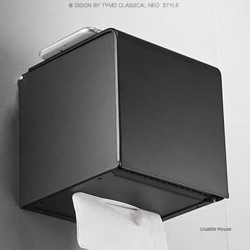 Toilet Paper Box phone Holder Gold Stainless Steel Roll Paper Rack Waterproof Paper Towel Holder Bathroom Black Tissue Box