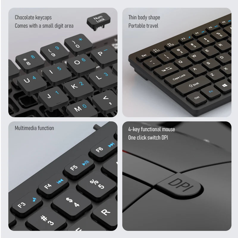 FRIWOL KT-100 Wired  Keyboard Mouse Set 78 Key Mini Portable Keyboard USB Desktop Laptop Office Home Light voice