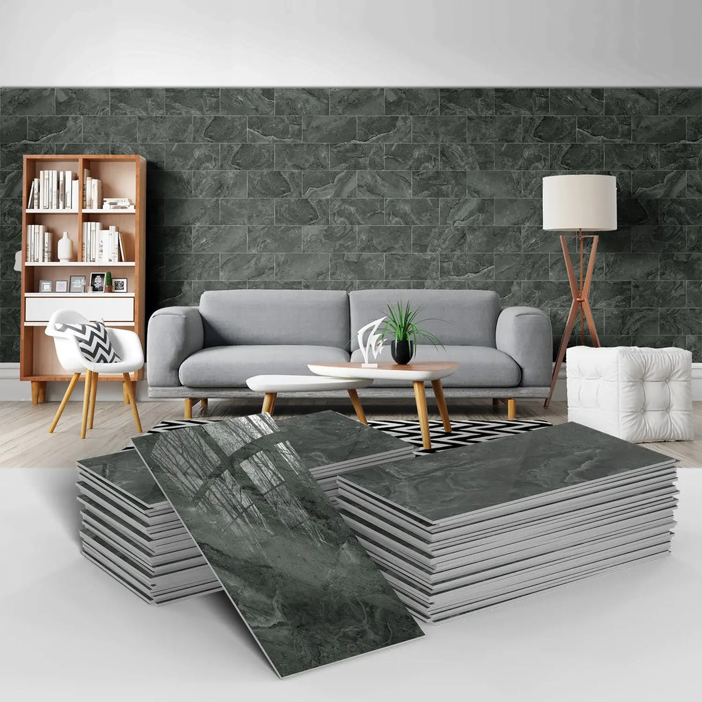 Marble Pattern Wall Sticker, 16/32/64pcs Peel & StickWall Decal, Waterproof Decorative Sticker For Home