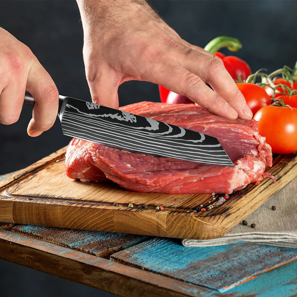 8 Inch Professional Japanese Kiritsuke Knife German High Carbon Stainless Steel Ultra Sharp Meat Fish Sushi Kitchen Chef's Knife