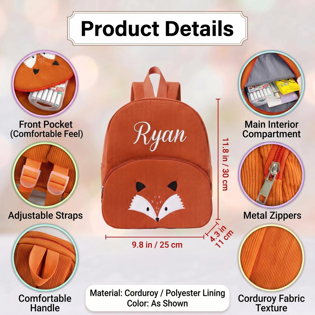Personalized Name Embroidered Kids Backpack Pastel Corduroy Toddler Bag Soft Ribbed Fabric School Pack Cute Kindergarten Gift