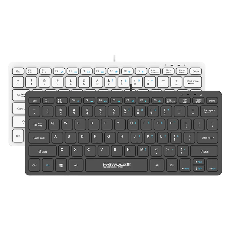 FRIWOL KT-100 Wired  Keyboard Mouse Set 78 Key Mini Portable Keyboard USB Desktop Laptop Office Home Light voice