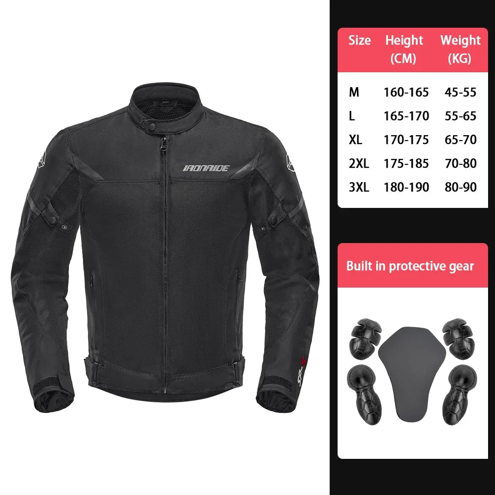 New Motorcycle Jackets Breathable Motorbike Riding Jackets Wear-Resistant Motocross Clothing Built-in Protective Gear