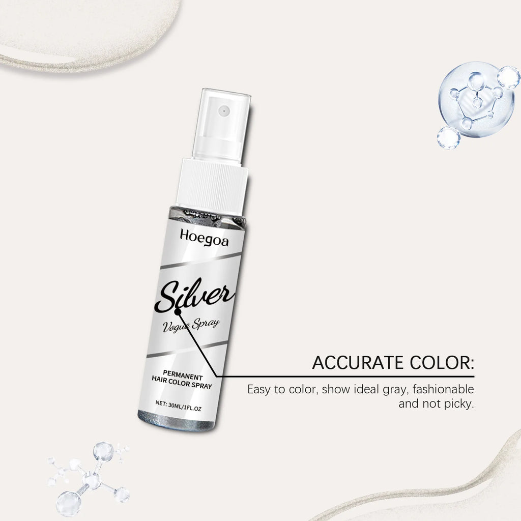 Silver Hair Spray Metallic Texture Hairstyle Customization Long Lasting Color Even Coloring Plant Formula Antioxidant Hair Dye