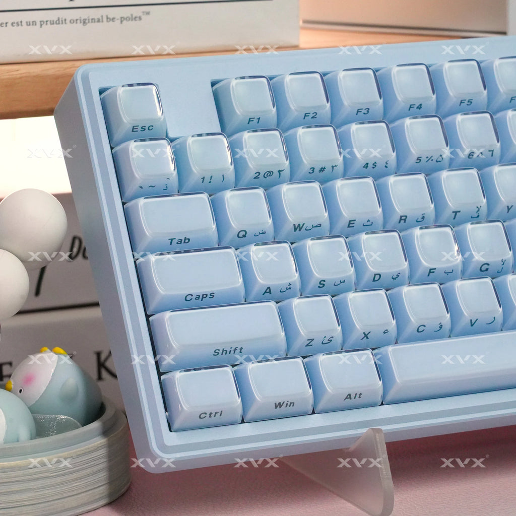 XVX Jelly Crystal Keycaps Side Print Pink/Blue 113keys Double Shote DIY Mechanical Keyboard OEM Profile Translucent Keycaps