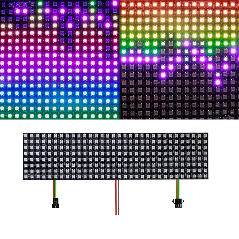 4x12 8x8 16x16 8x32 WS2812 RGBIC Led Digital Matrix Panel Lights WS2812 Flexible Addressable Spliceable Pixel Module Screen DC5V