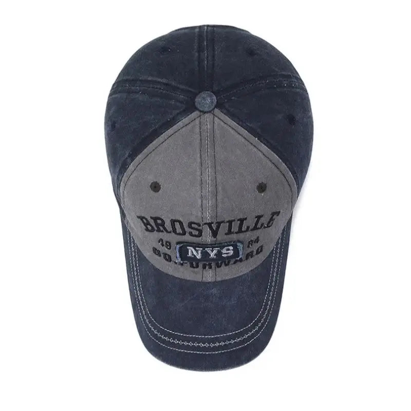 Four Seasons Men's Retro Letter Baseball Cap Casual Wash Embroidered Cap Curved Brim Bowler Hip Hop Streetwear Sun Hat