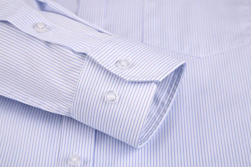 High Quality 100% Cotton Men Dress Long Sleeve Shirt New Solid Male Plus Size Regular Fit Stripe Business Shirt White Blue 8XL