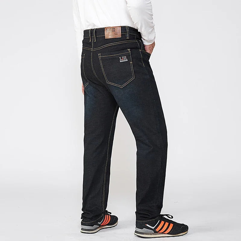 Extra Large Size 56 Men's Jeans High Waist Straight Denim Pants Male Stretch Classic Autumn Winter Super Plus Big 50 52 54 10XL