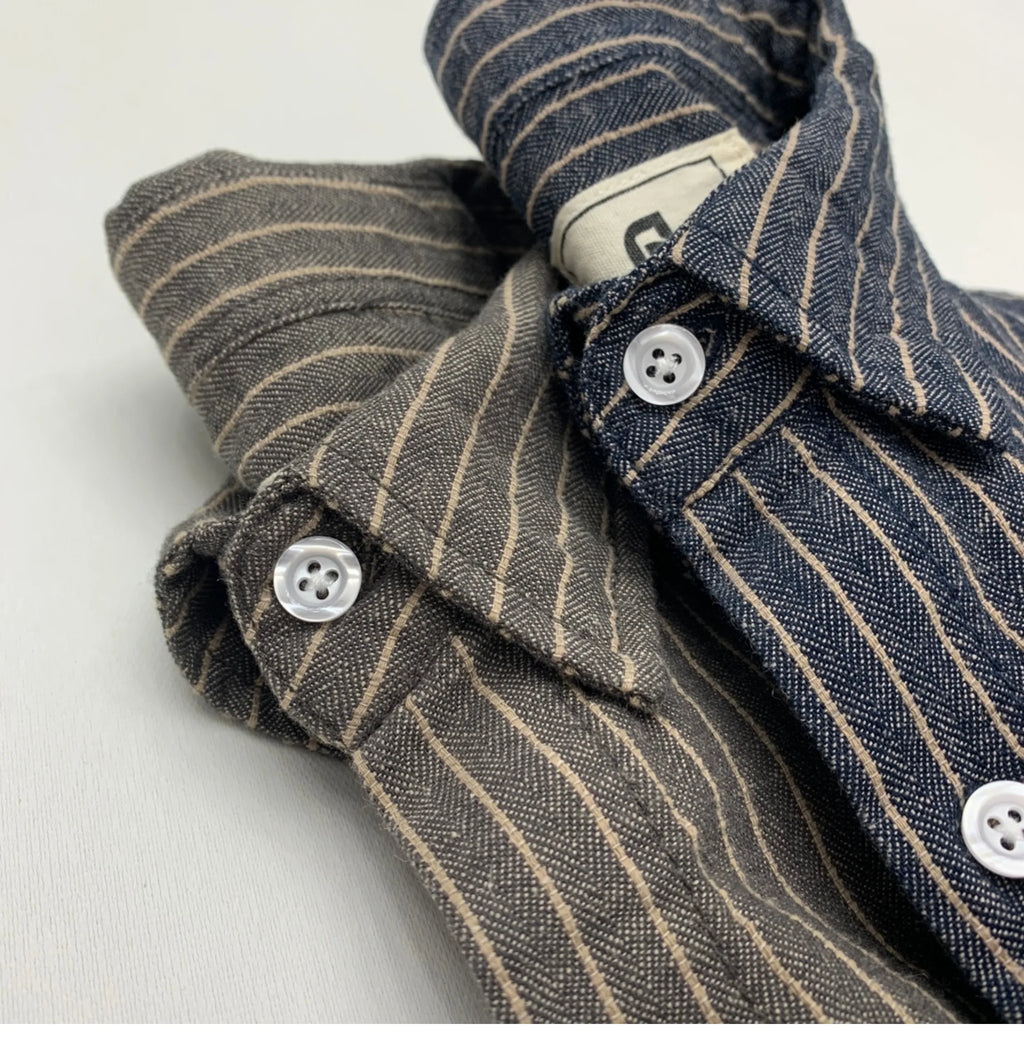 55% Linen 45% Cotton Vintage Striped Shirts for Men American Casual Retro Loose Blouses 2024 Spring Autumn Long Sleeve Male Tops