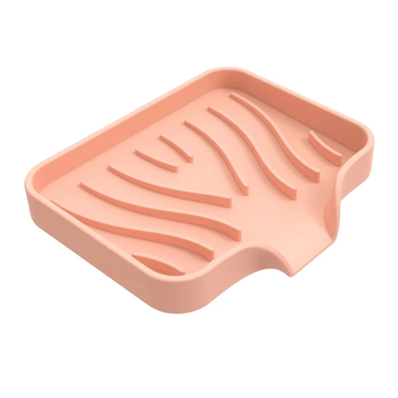 1pcs Sink Silicone Tray With Drain Soap Sponge Storage Holder Countertop Sink Scrubber Brush Soap Storage Rack Kitchen Organizer