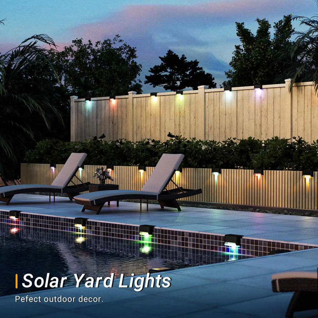 8pcs Solar Deck Lights Warm White LED Solar Step Lamp Path Stair Outdoor Garden Lights Balcony Decor for Patio Stair Fence Light