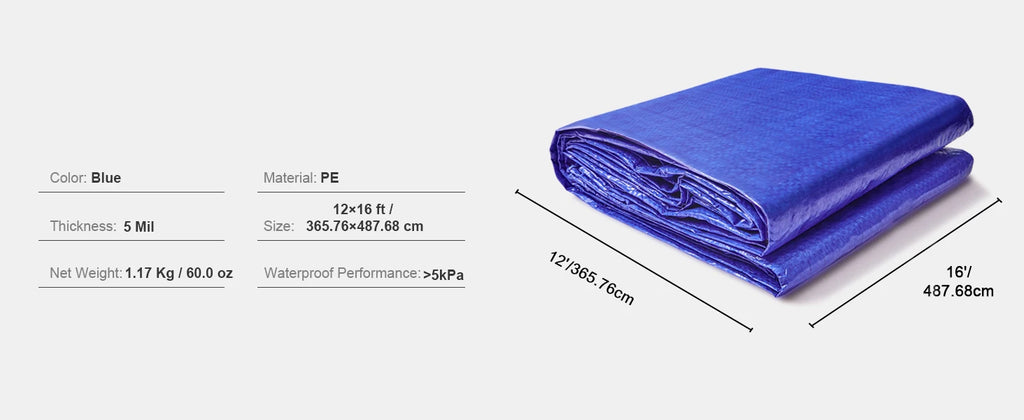 SucceBuy Heavy Duty Tarp Waterproof Tear Proof Poly Plastic Tarps Cover Multi-Purpose Outdoor Tarpaulin with Grommets for Truck