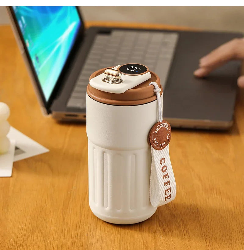 450ml Smart Thermos Cup, 316 Stainless Steel LED Temperature Display Portable Thermal Mug for Business Office Coffee