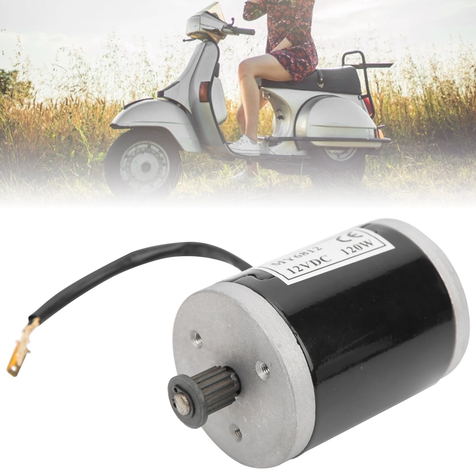 120W Small Motor 12V Motor MY6812 12V 120W Small Electric Scooter High Speed Brushed Motor with Belt Pulley E-Bike Brushed Motor